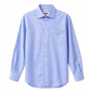 Joseph Abboud Mens Non-Iron Micro Gingham Dress Shirt Blue White Long Sleeve Med